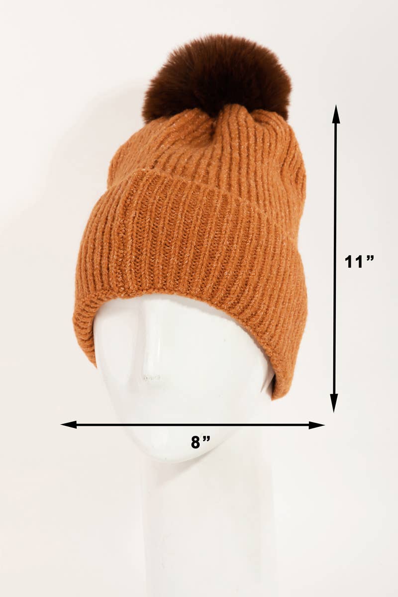 Collections by Fame Accessories – wholesale Mössa - Dam – Pom ribbad extra mjuk mössa1