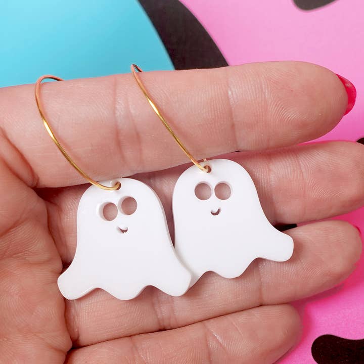 Halloween Ghost Hoop Earrings for wholesale by Silly Loaf