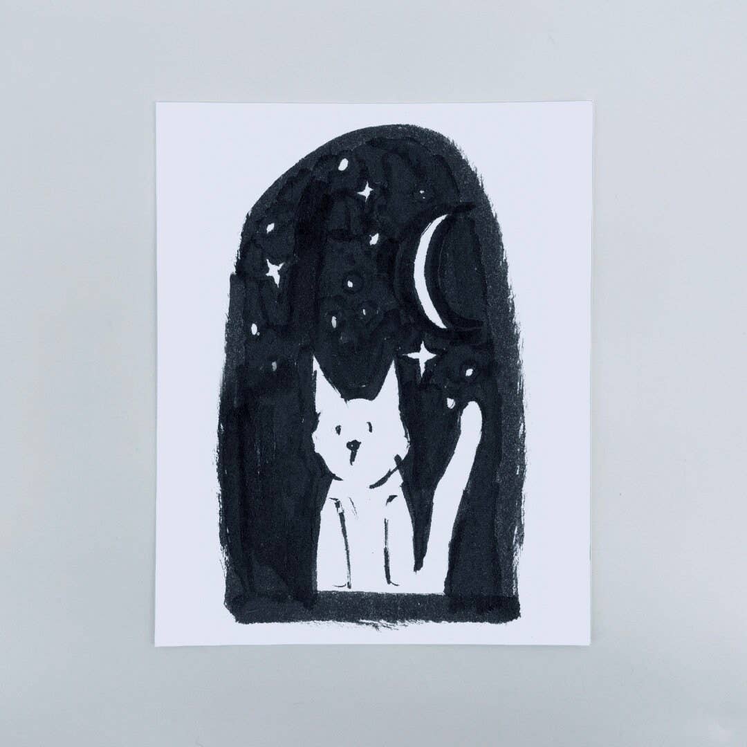 Draft Paper Co. - Wholesale Art Print - Art Print • Night Window Cat1