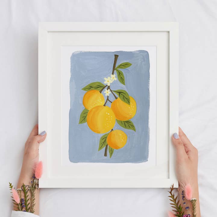 Impression d'art Giclée à la gouache oranges | Art mural de cuisine pour la vente par Markdisha Designs