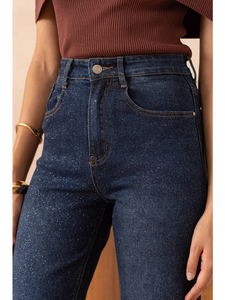 Blue Sequin wide leg jeans for wholesale on Faire2