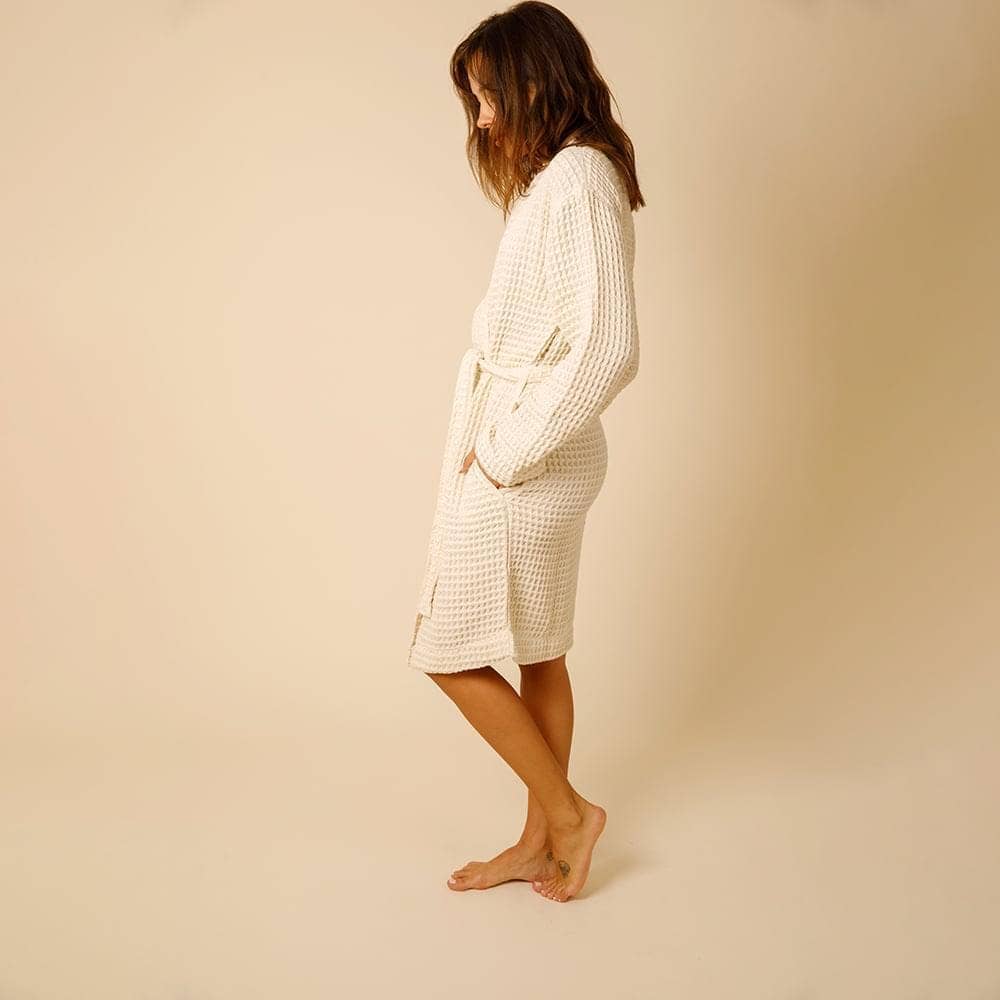 Happy Place Brand – Engroshandel Morgenkåbe - Unisex – Happy Place unisex letvægts badekåbe i vaffelstrik27