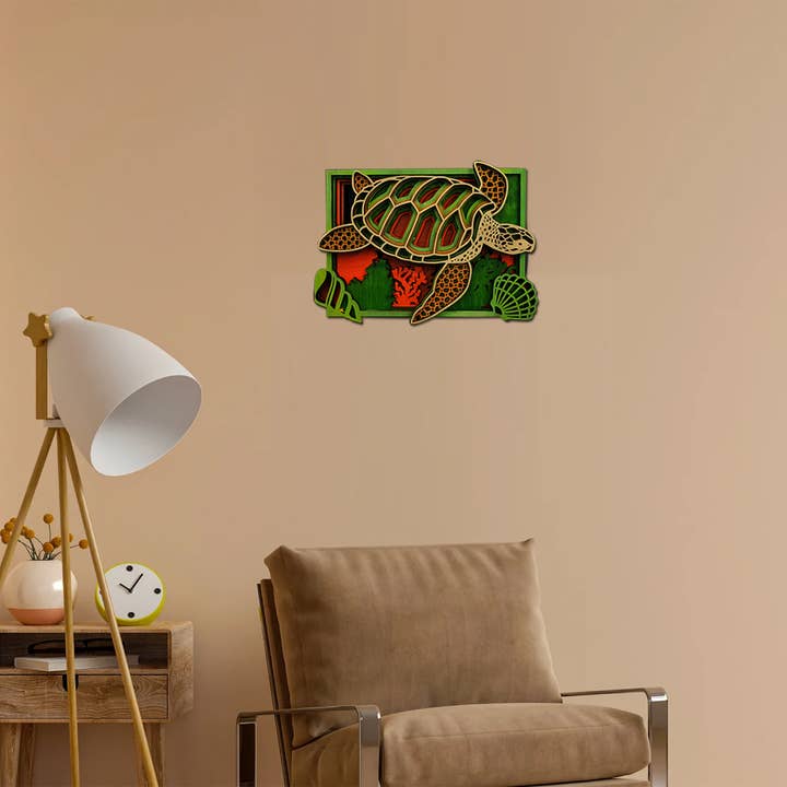 Décoration murale de tortue en bois stratifié, art mural de mandala en bois de tortue pour la vente par Havana Gift for home