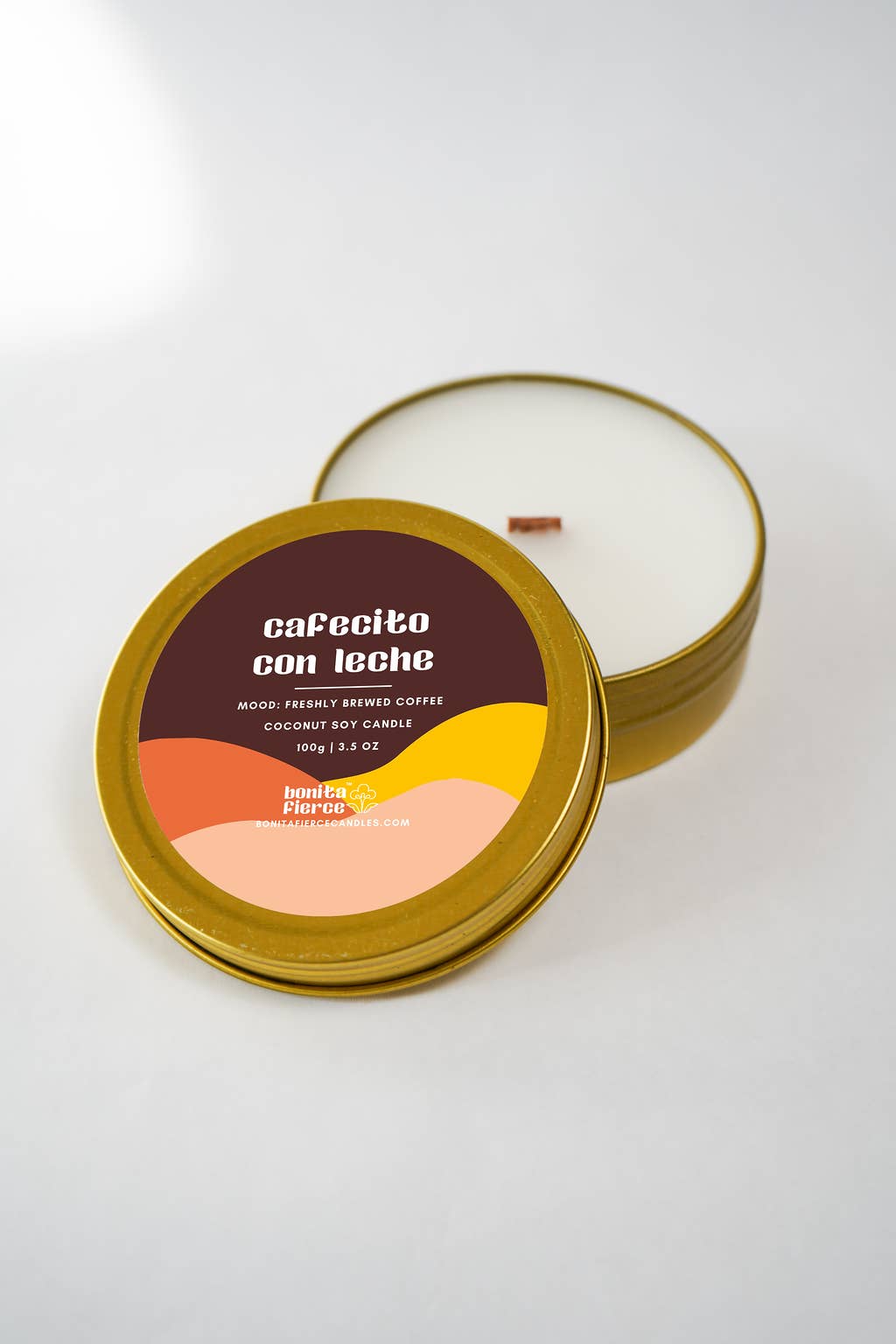 Bonita Fierce Candles - Wholesale Travel Candles - Cafecito Con Leche Candle Tin | Coffee & Milk