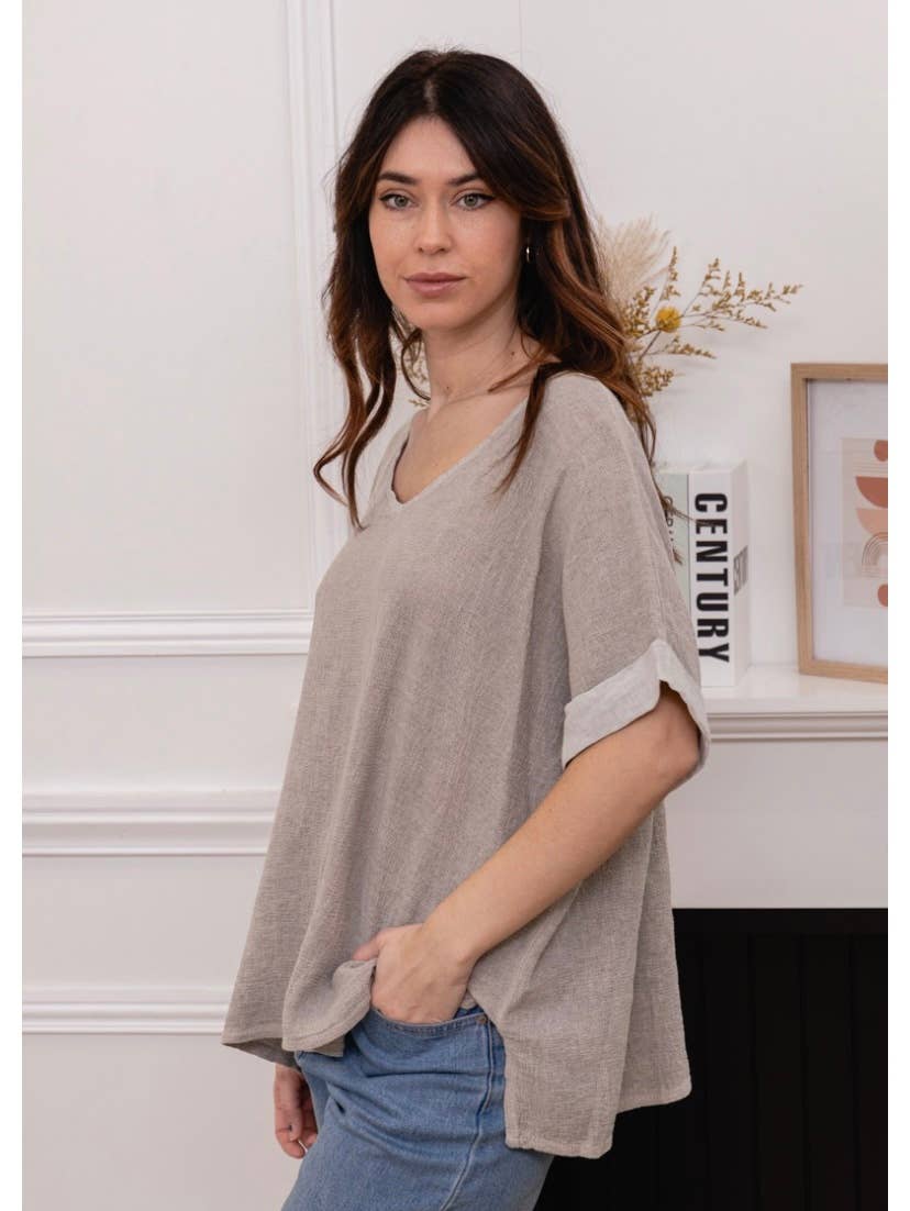 LINEN & COTTON HOUSE – Blusa - Mulher por atacado – Camisa de algodão e linho tamanho único13