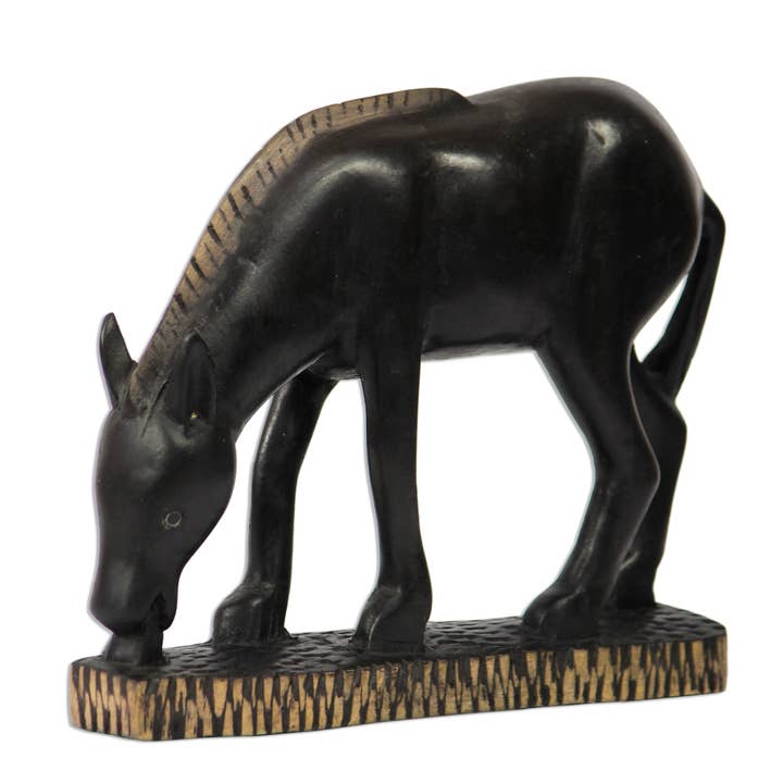 Novica Handmade African Horse Wood Sculpture for wholesale by NOVICA