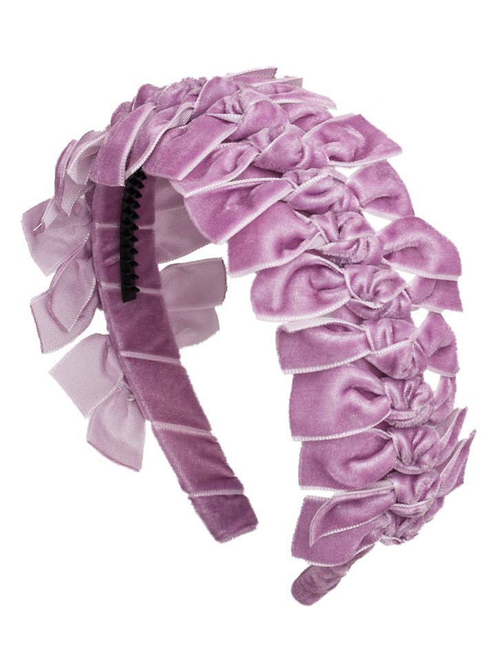Velvet Ties Ribbon Headband - Lilac Purple for wholesale by Project 6 NY Kids