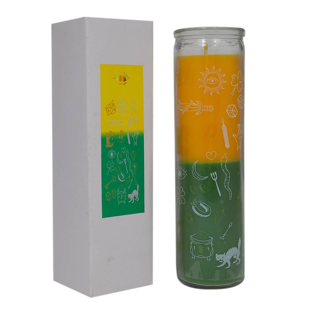 Vrinda - Vente Bougie votive - Bougie de Prière Réversible Double Action - Jaune Vert1