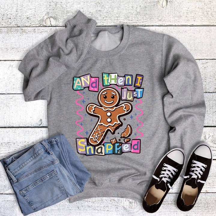 Sjov juletrøje med teksten "Then I Snapped" for engroshandel hos Rebel Rose