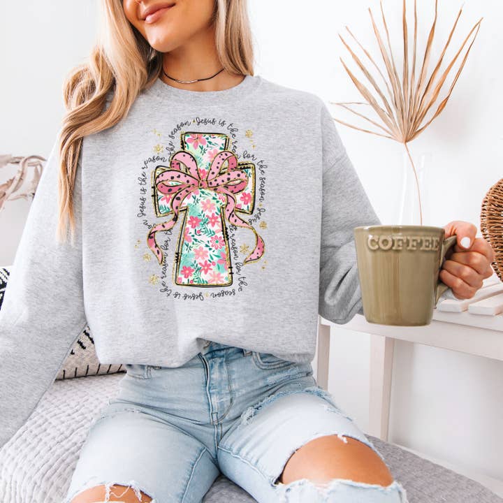 Moxie Brands - Wholesale Graphic Sweatshirt - Women's - Pink Cross1