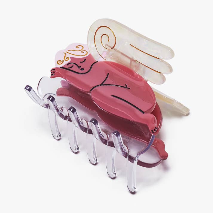 Jolie pince à cheveux de Noël Cherub Angel aux cheveux roses pour la vente par WINONA IRENE