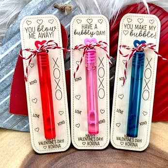 Wooden Valentine Bubble Cards - Great for school parties for wholesale by The Lantern Boutique
