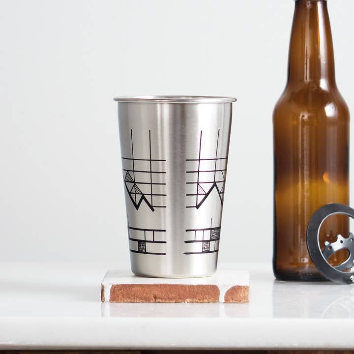 Vital Industries - Wholesale Drinking glass/cup - Geometric Mountain Stainless Steel Pint1