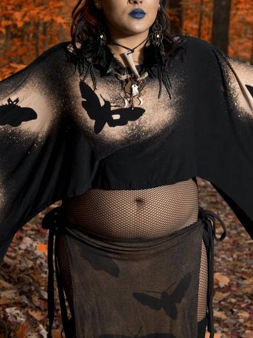 Wings of Sin - Wholesale Poncho - Women's - Eclipse of Moths Batwing Edgy Poncho Capelet