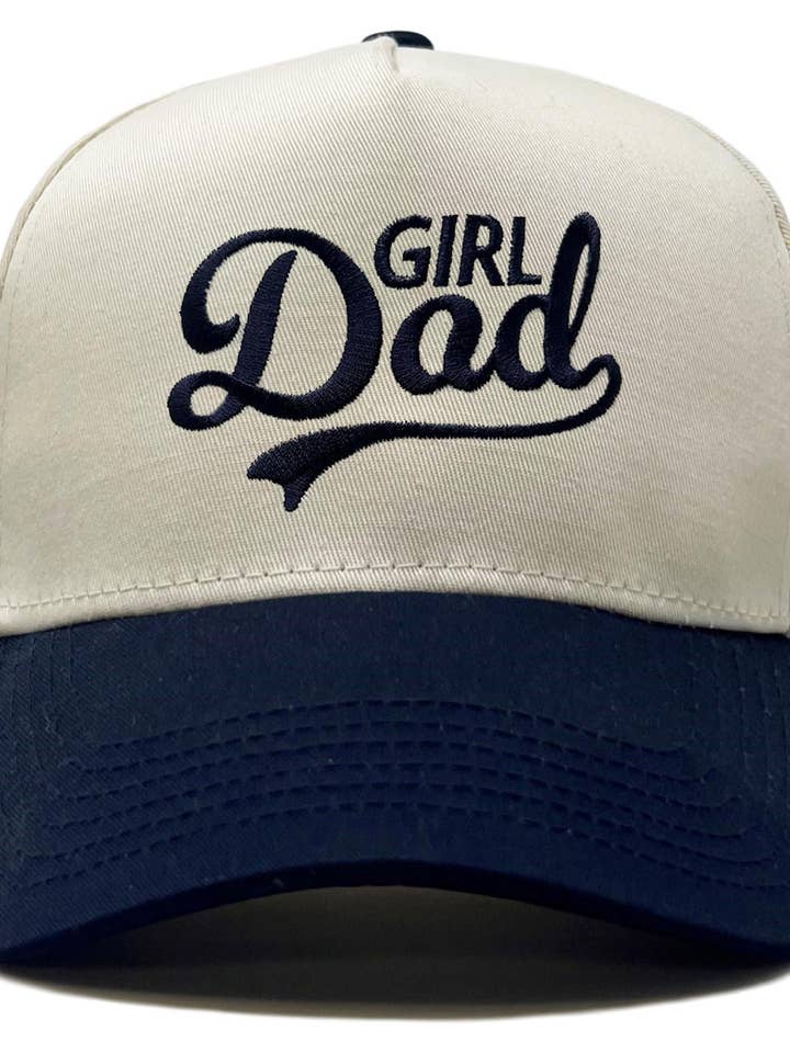 Two Tone Cap - Girl Dad - Navy/Beige for wholesale by Funky Junque