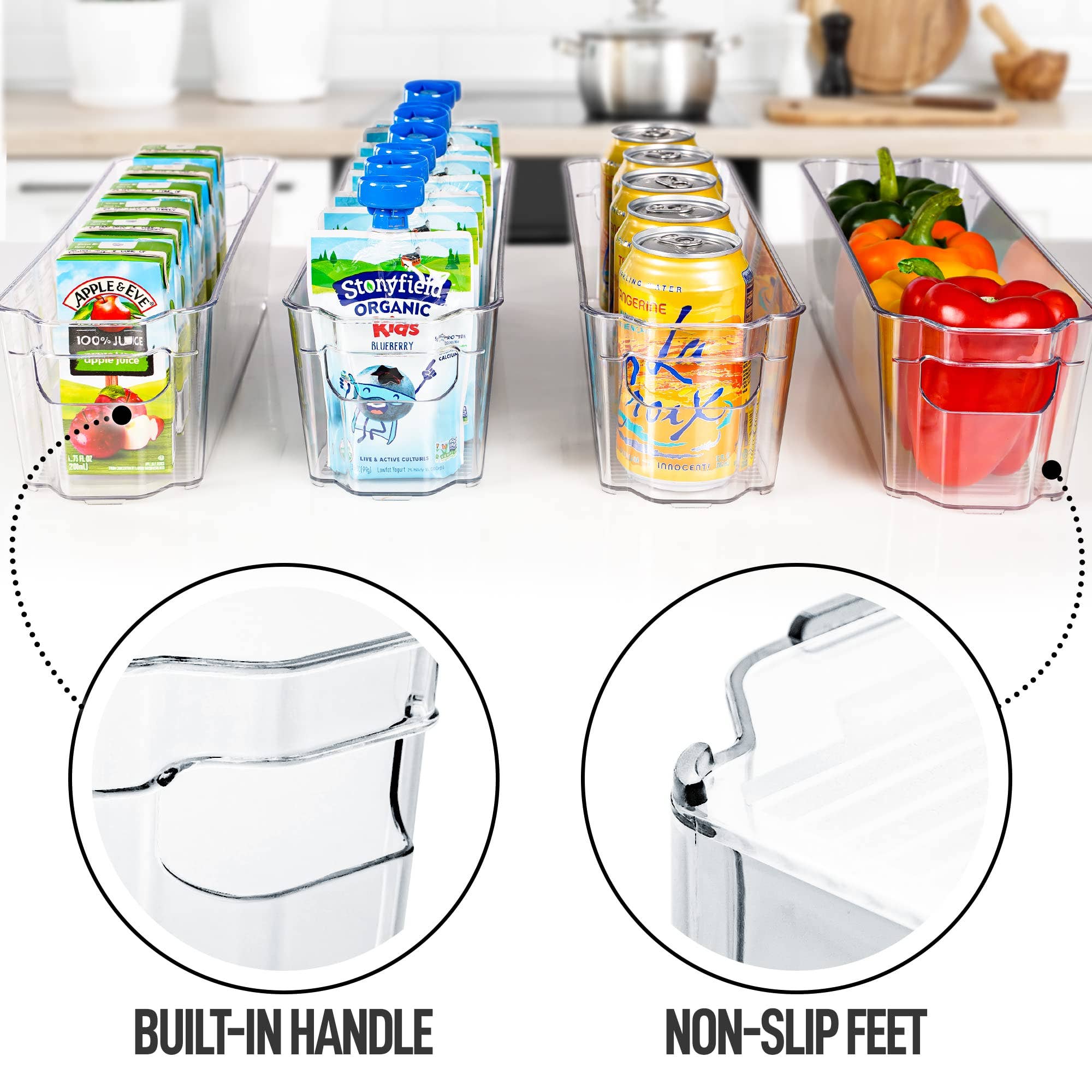 Zulay Kitchen – wholesale Förvaring/Arrangör för kök – Tranparenta förvaringslådor för kylskåp, 4-pack2