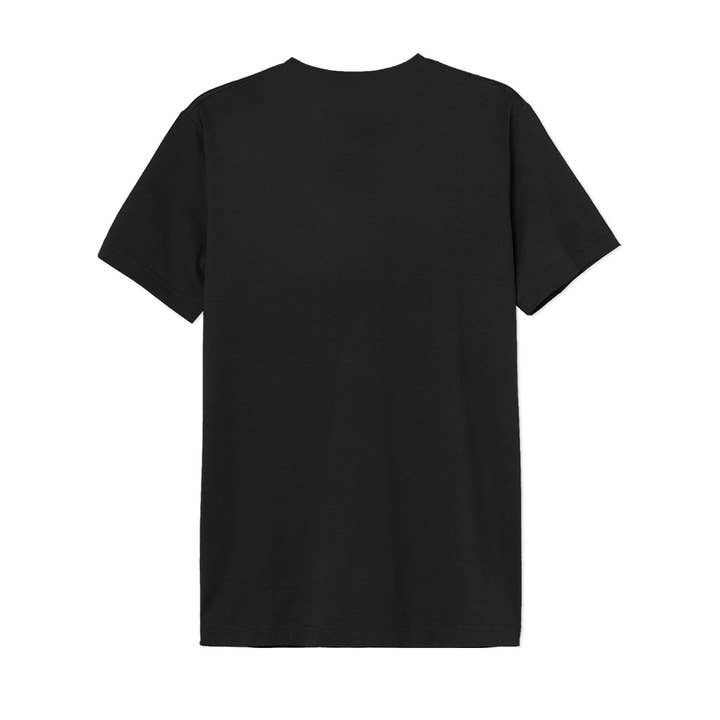 Black Official Superman T-shirt – Red & Yellow Flock Logo for wholesale on Faire1