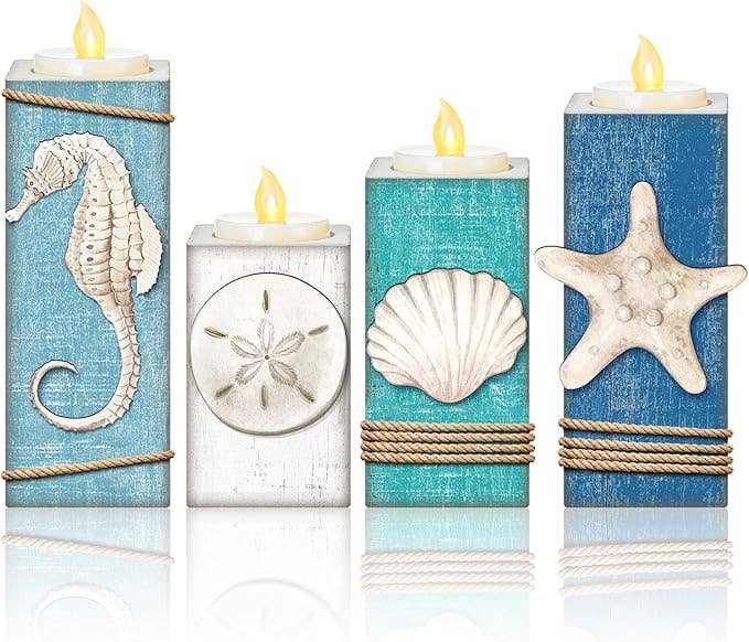 Crover - Wholesale Candle Holder - Coastal LED Wood Candle Holder & Tea Light0