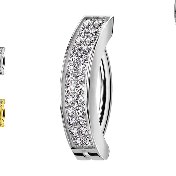 Awaken - Wholesale Belly Ring - Navel Piercing with two lines of perpendicular crystals1