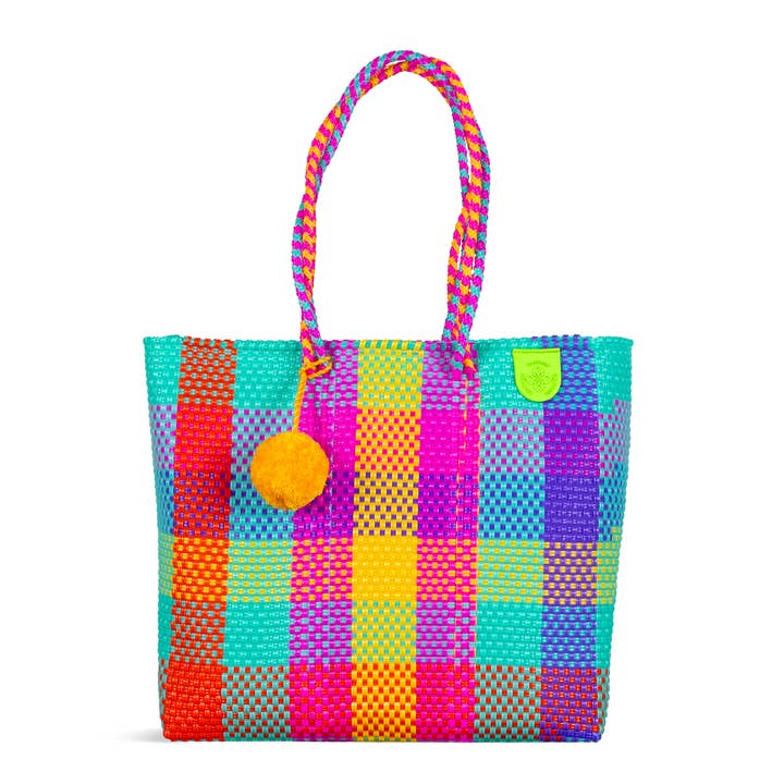 Fiesta Woven Plastic Tote Bag for wholesale by Tin Marin