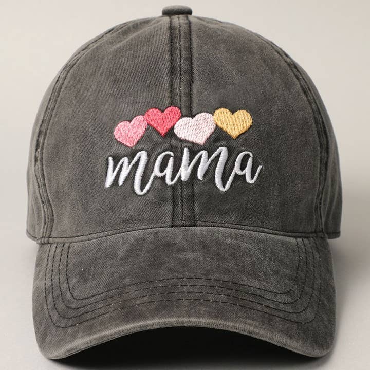 Fashion City - Wholesale Baseball Cap - Women's - Mama with Heart Embroidery Baseball Dad Hat Cap0