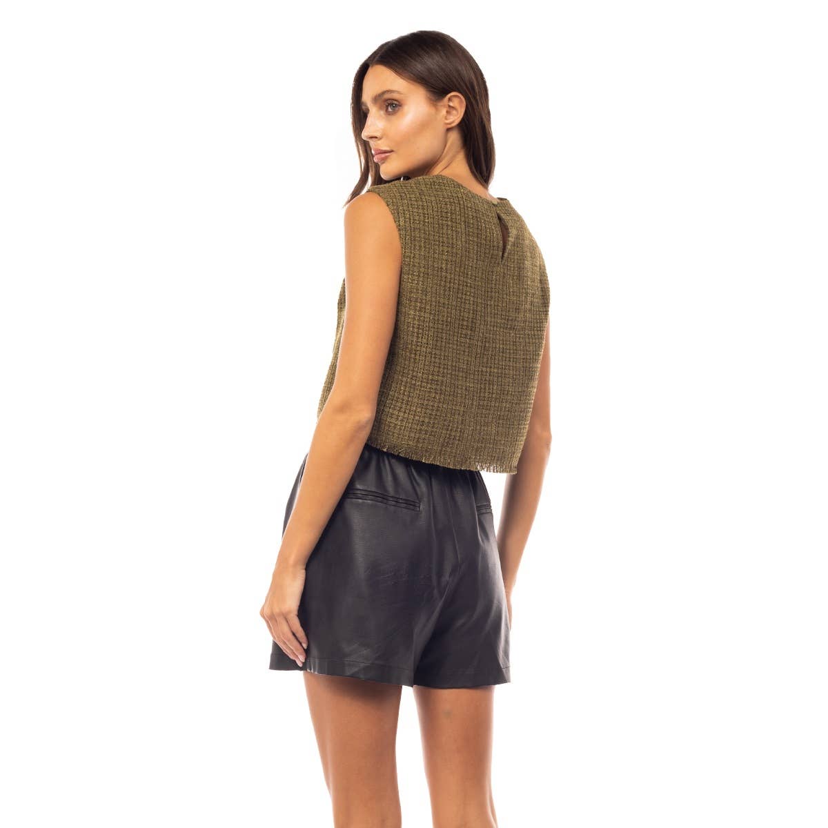 Naked Zebra - Vente Chemisier – femme - Haut en tweed effiloché14