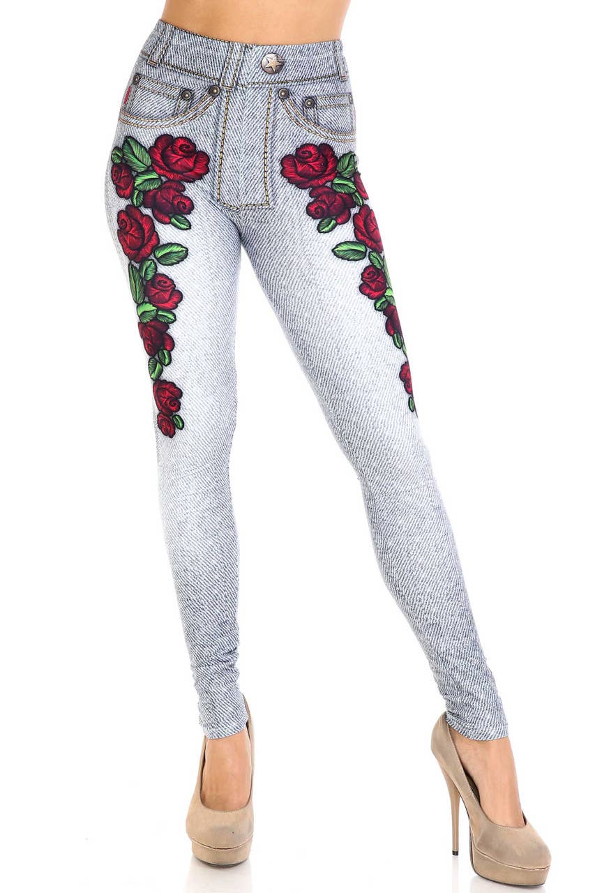 USA Fashion - Vente Legging tendance – femme - Legging rose en jean doux et crémeux - USA Fashion™2