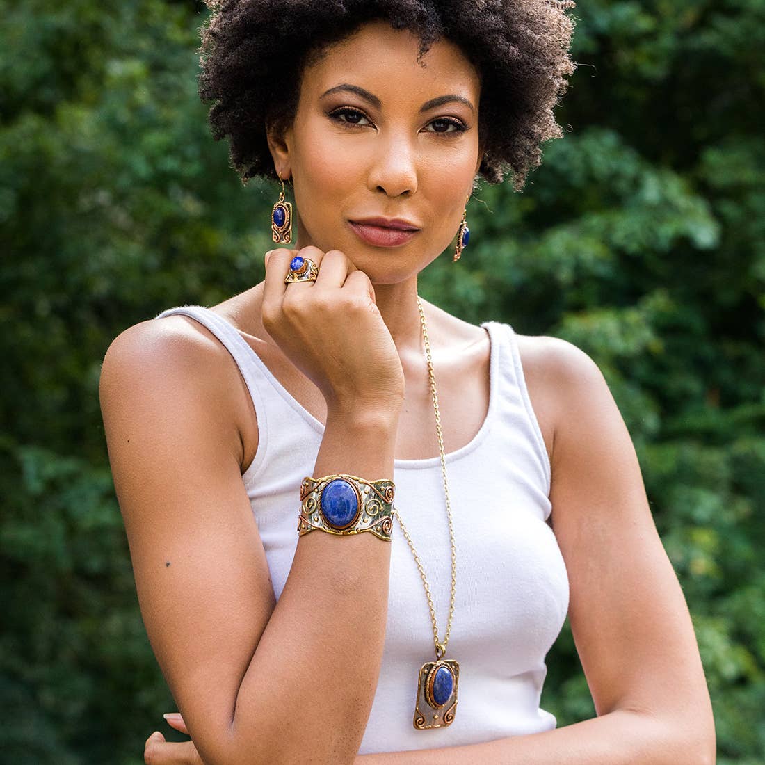 Anju Jewelry - Wholesale Pendant/Charm Necklace - Mixed Metal and Lapis Lazuli Stone Pendant1