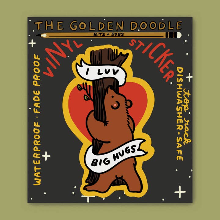 The Golden Doodle - Wholesale Sticker - Kids & Baby - I Luv Big Hugs - bear hug waterproof vinyl sticker