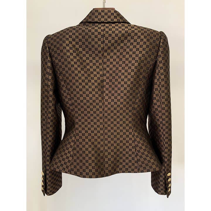 Marron Blazer brodé jacquard femme BL080 en vente sur Faire3