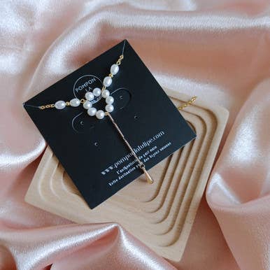 Pearl Caress - Y Lariat Necklace for wholesale by Pompon La Tulipe