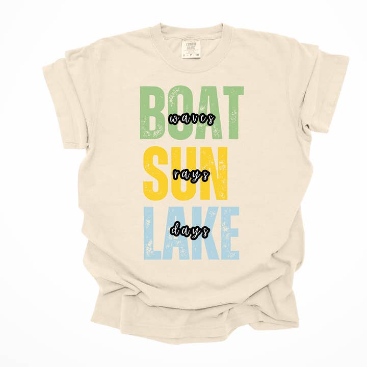 Sun Rays Lake Days Cute Retro 80s Garment-Dyed Shirt for wholesale by Rare Creative Expressions