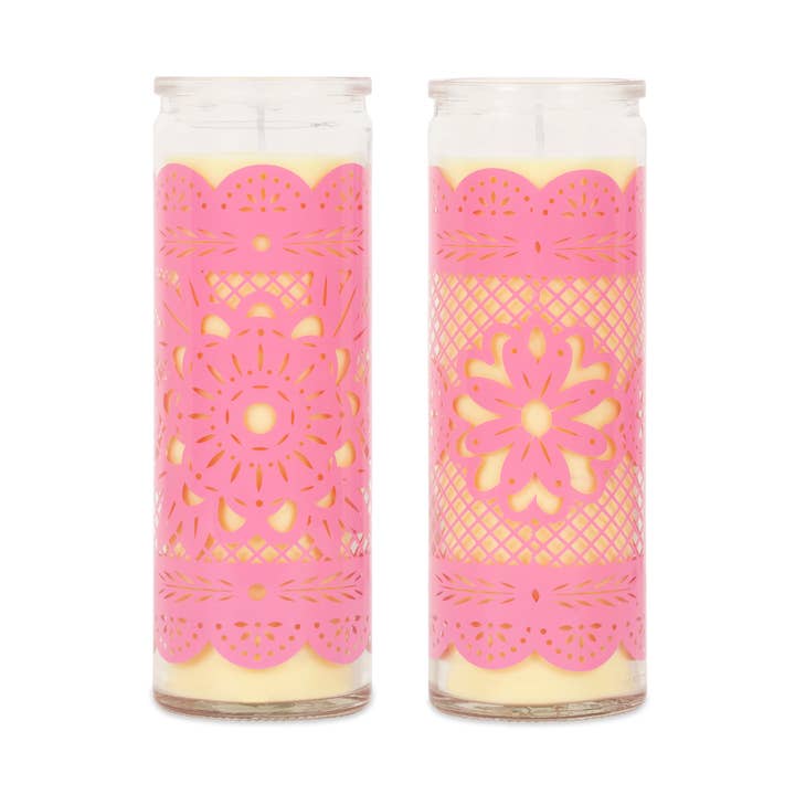 Candle in glass Papel Picado Flor for wholesale by Kitsch Kitchen