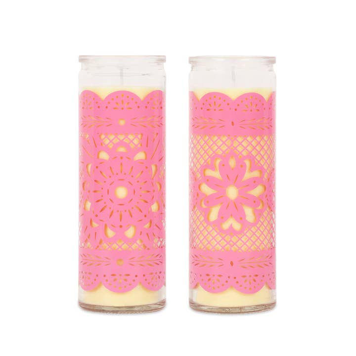 Candle in glass Papel Picado Flor for wholesale by Kitsch Kitchen