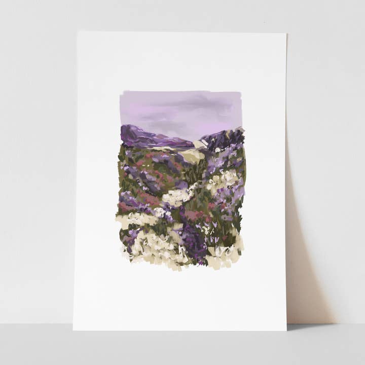 Heather Wildflowers, Nature Art Print, Farmhouse for wholesale by Georgie King Designs