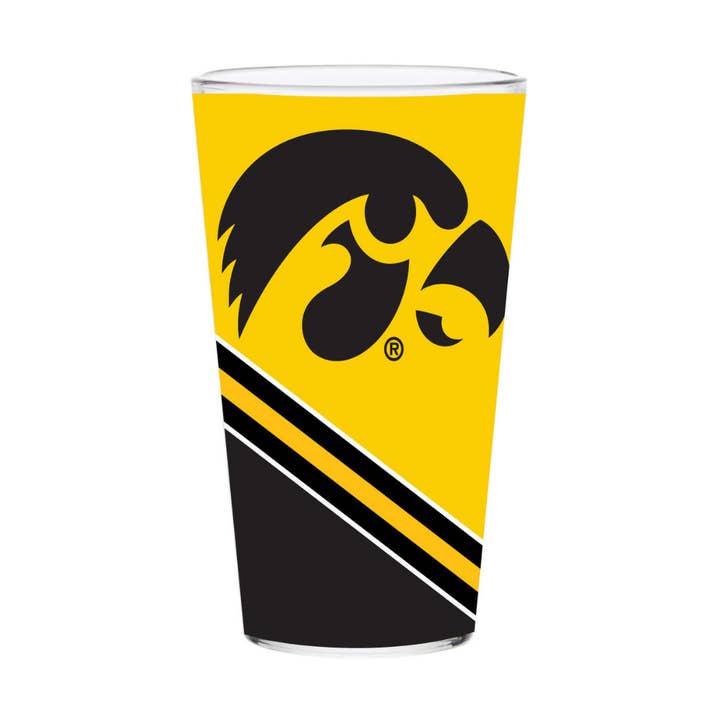 Indigo Falls - Wholesale Beer Glass/Mug - 16oz Iowa Hawkeyes Stripe Pint Glass0