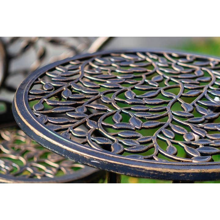 Hi-Line Gift Ltd. - Wholesale Patio Set - Bistro Set 3 Pc - 1 Table/2 Chairs - Bronze Leaves