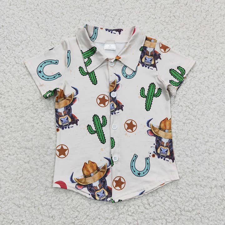 Aier Wholesale - Wholesale Button Down Shirt - Kids - Baby Boys Western Sibling Short Sleeve Buttons Tee Shirts Tops