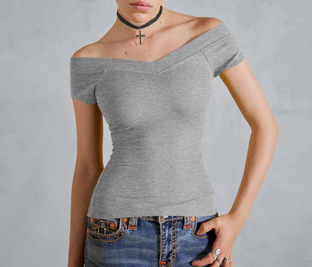 HIDDENBRAND - Wholesale Knit Top - Women's - Slim Solid Color Bottom Shirt T-Shirt3