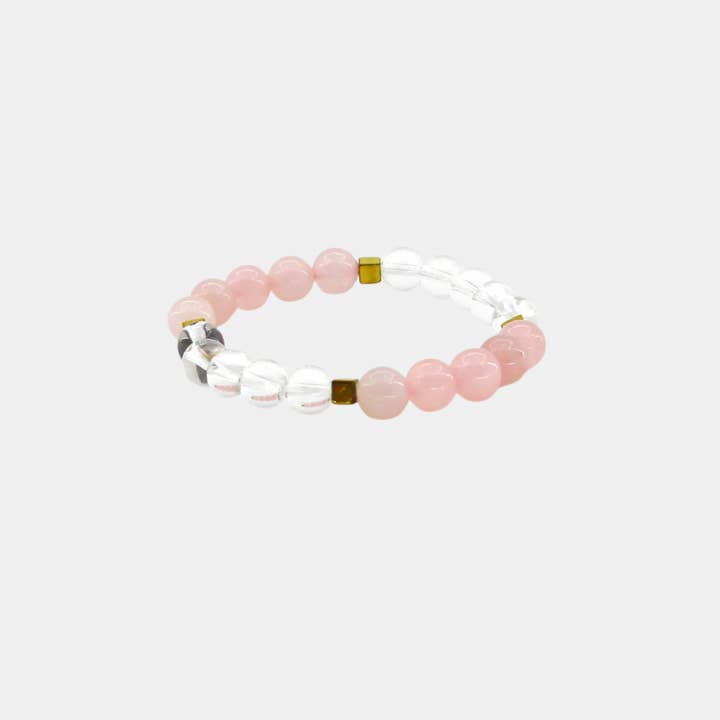 Deep Love - Rose Quartz, Clear Quartz, Hematite - Gemstone Bracelet for wholesale by Omen Bazaar LLC