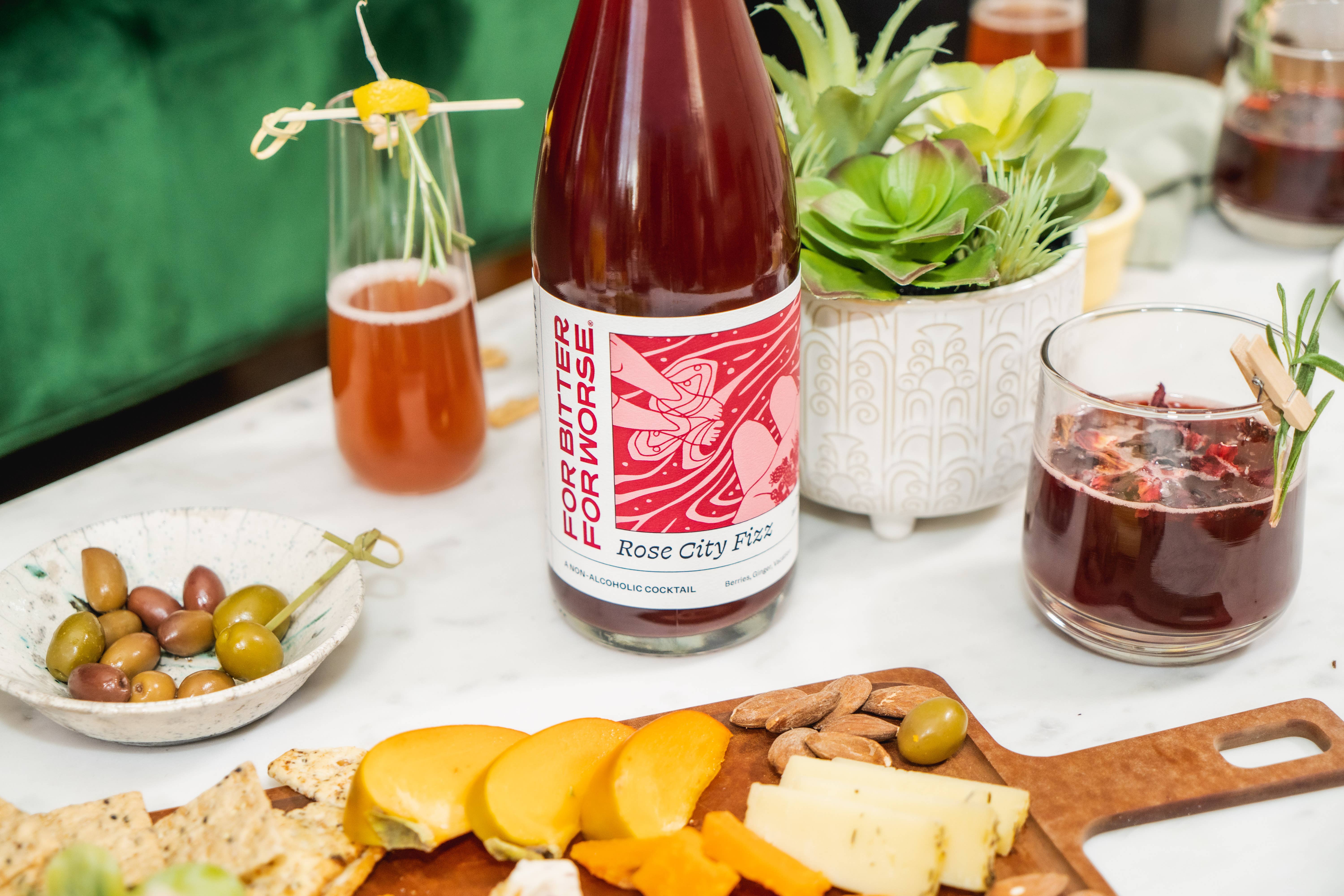 For Bitter For Worse - Wholesale Non-Alcoholic Aperitif/Mocktail - Rose City Fizz mocktail non-alcoholic, Dry January, Non-alc1