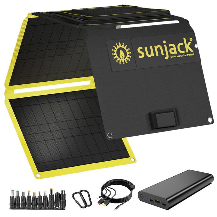 SunJack 60 Watt Solar Panel Charger + 100W 25k mAh Powerbank for wholesale by SunJack