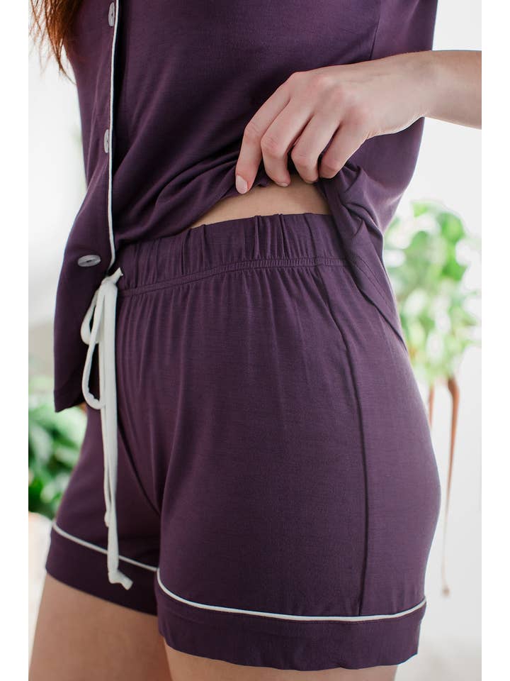 YALA - Wholesale Sleepwear Set - Women's - EMMA CLASSIC BUTTON FRONT BAMBOO PAJAMA SHORT SET5