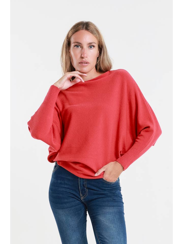 TINA Stephens Italy/Tees By Tina – Großhandel Strickpullover – Damen – Mylah Seriously Weicher Fledermaus-Pullover (BLS413)67