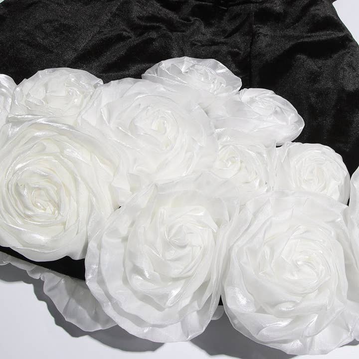 Black DR439 Style Tube Top Dress with 3D Floral Hemline for Women for wholesale on Faire7