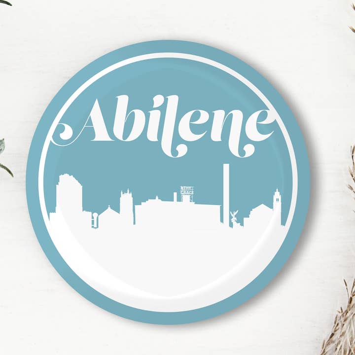 Sottobicchiere retrò con skyline di Abilene Texas | Vari colori per la vendita all'ingrosso da parte di Paperfinch Design