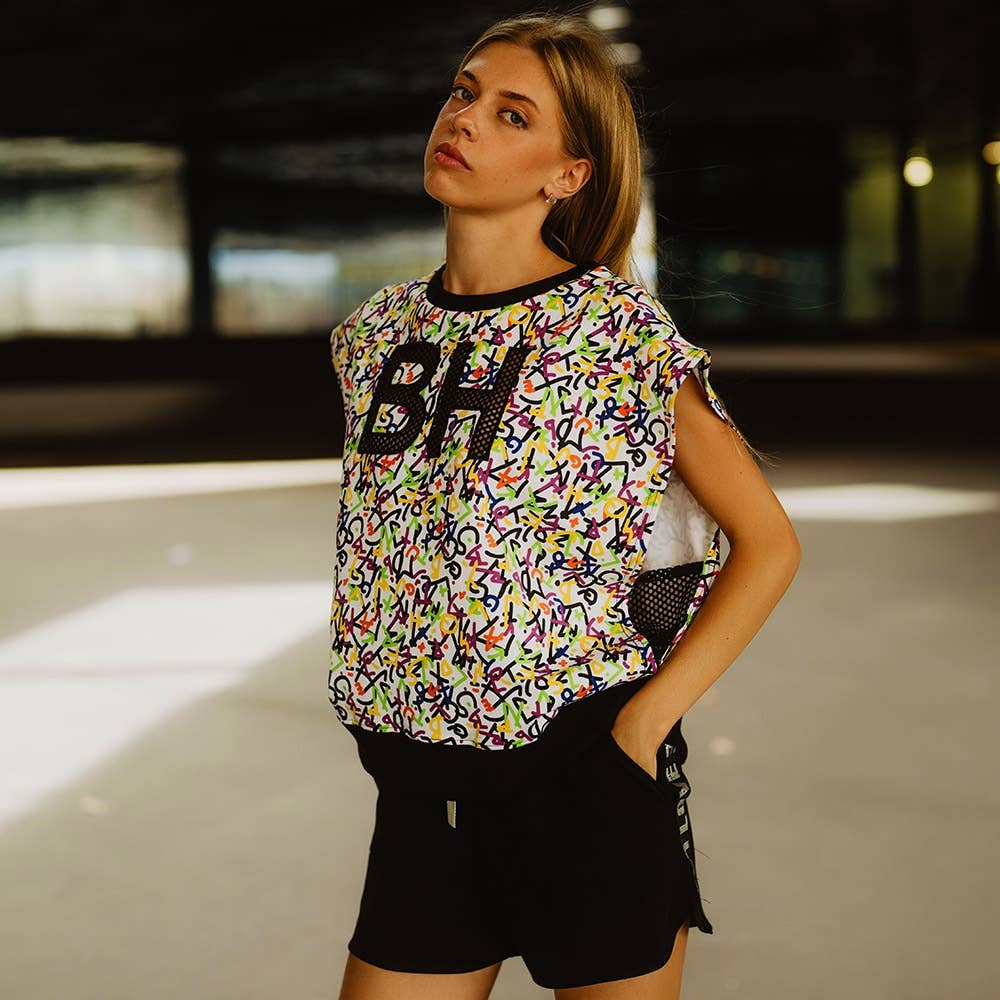 BE HAPPINESS - Vendita all'ingrosso Maglietta - Donna - Top con stampa lettere in stile punk1