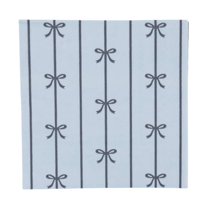 SKY BLUE SIGNATURE BOW SMALL NAPKINS for wholesale by Bonjour Fête