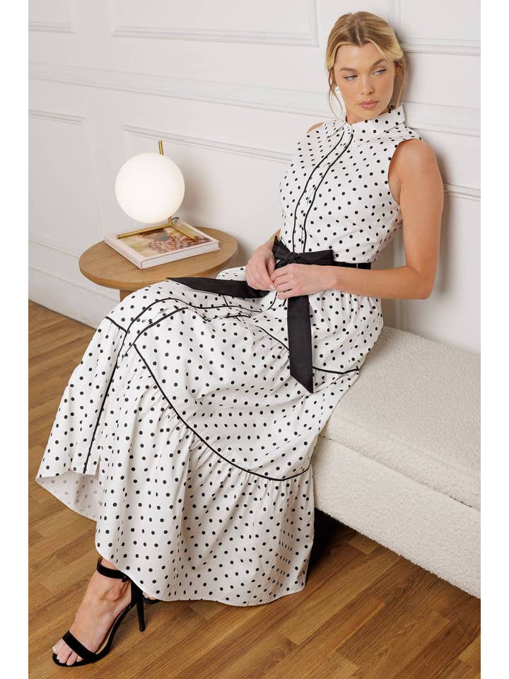 BIANCO NERO Abito midi in tessuto stampato - ID22112 in vendita all'ingrosso su Faire6