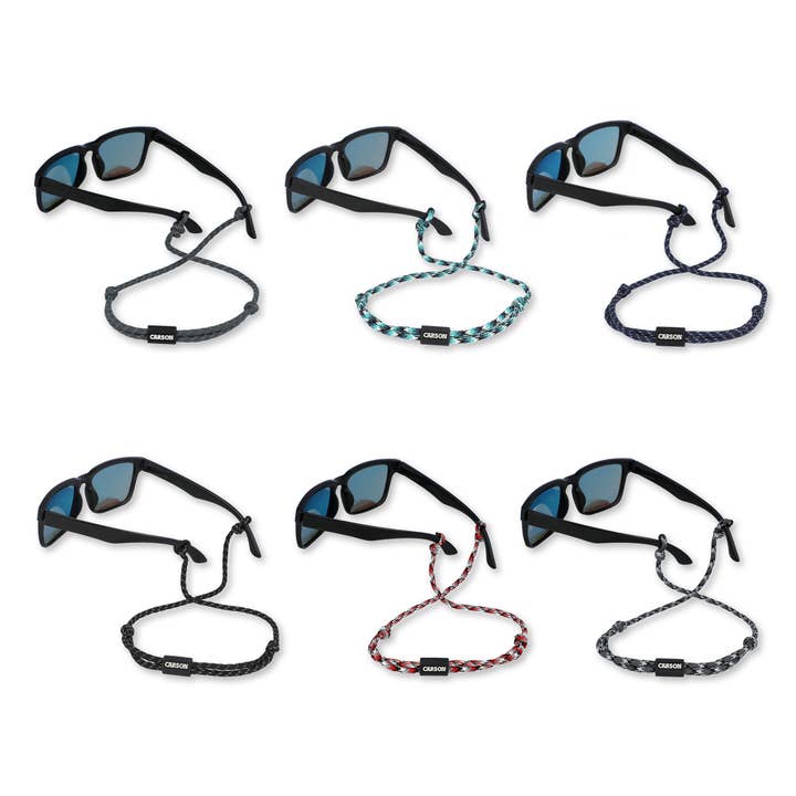 Carson - Wholesale Eyewear Cases & Holders - Unisex - Adjustable Paracord Eyewear Retainers, Assorted 6-Pack